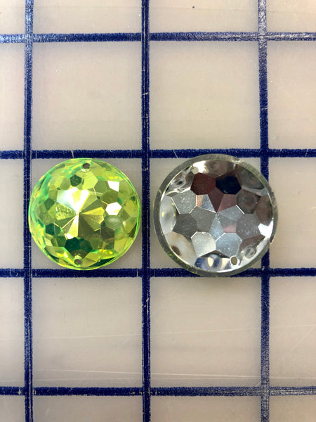 Decorative Gems - 1-inch Small Round Sew-On Gems PERIDOT 3-Pack Close-Out