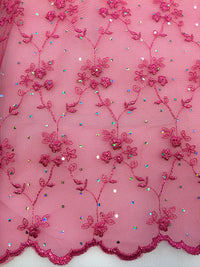 Fancy Lace - Iridescent Sequined Lace 50-inches Wide Fuchsia