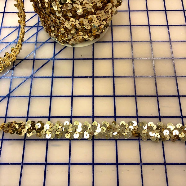 Metallic Stretch Sequin Trim - 3/4-inch Gold Close-Out