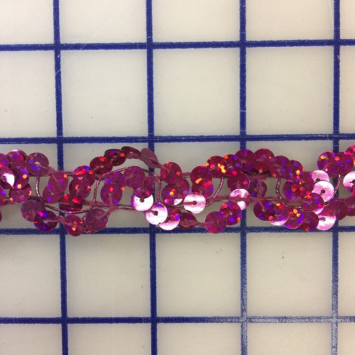 Sequin Trim - 1-inch Wired Sequin Fuchsia Close-Out