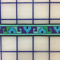 Ribbon Trim - Embroidered Turquoise and Purple Close-Out.