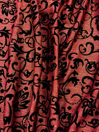 Misc Stretch - 60-inches Wide Flocked Stretch Rose/Black/Gold Close-Out