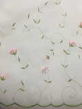 Fancy Organza - 54-inches Wide Flowers on White Organza Pink/Lilac/Green