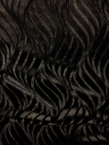 Wavy Stretch Velvet - 60-inches Wide Black Close-Out