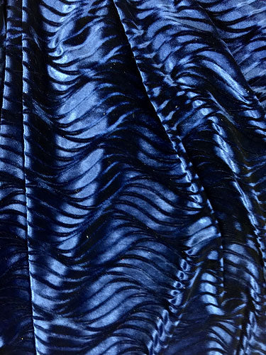 Wavy Stretch Velvet - 60-inches Wide Navy Close-Out