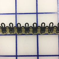 Metallic Trim - 1/2-inch Metallic Loop Braid Gold Black