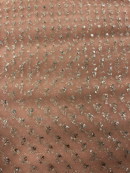 Enhanced Sparkle Tulle - 54-inches Wide Melon/Silver