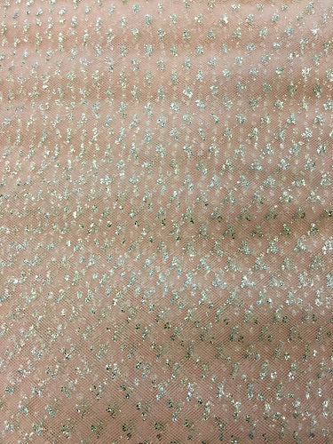 Enhanced Sparkle Tulle - 54-inches Wide Peach/Silver