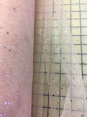 Glitter Sequined Tulle - 58/60-inches Wide Glitter Hologram Mesh Sequined Blush Pink