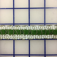 Non-Metallic Trim - 7/8-inch Velvet Ribbon White with Green
