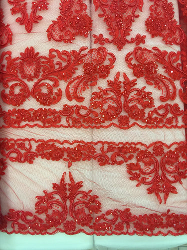 Fancy Lace - Border Lace 52-inches Wide Red
