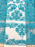 Fancy Lace - Border Lace 52-inches Wide Turquoise Close-Out