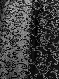 Brocade - 57-inches Wide Satin Metallic Black and Silver