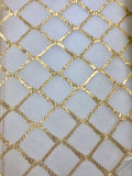 Tutu Net - 56-inches Wide White with Gold Metallic Diamond Design