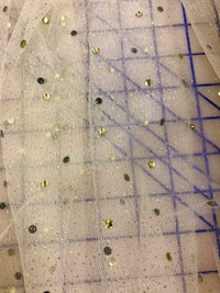 Glitter Net with Rhinestones - 60-inches Wide Ivory/Lt. Colorado Topaz