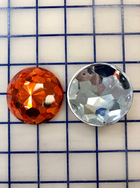 Decorative Gems - 2-inch X-Large Round Sew-On Gems Orange 3-Pack Close-Out