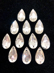 Rhinestones - 20x11mm Czech Crystal Pear-Shape Sew-On 12-Pack