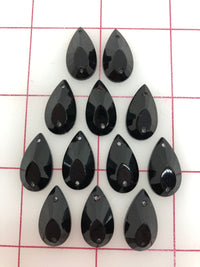 Rhinestones - 20x11mm Czech Jet Pear-Shape Sew-On 12-Pack