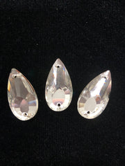 Rhinestones - 27X14mm Czech Crystal Pear-Shape Sew-On 3PK