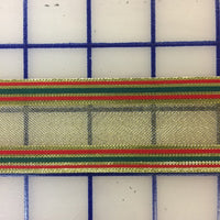 Metallic Ribbon - 1.5-inch Striped Gold with Red and Green