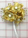 Flowers - Gold with Pearls