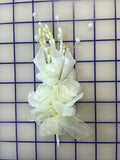 Flowers - Satin Rosebuds with Organza Ribbons Ivory