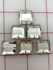 Rhinestones - 16x16mm Czech Crystal Square-Shape Sew-On 6-Pack