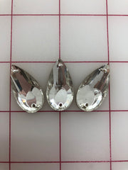 Rhinestones - 27X14mm Czech Crystal Pear-Shape Sew-On 3PK