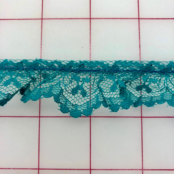 Lace Trim - 1-inch wide Teal Ruffled Lace Close-Out