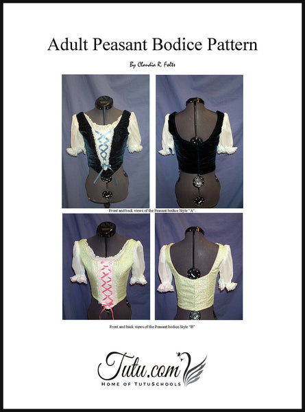 Bodice Pattern - Adult Peasant-Style Design By Claudia Folts and Cheryl Beasley