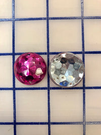 Decorative Gems - 1-inch Small Round Sew-On Gems FUCHSIA 3-Pack Close-Out