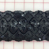 Sequined Trim - 3-inch Sequined Black Close-Out