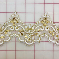 Metallic Trim - Scalloped White with Metallic Gold