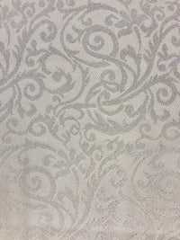 Brocade - 60-inches Wide White with Palest Silver