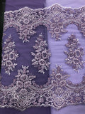Fancy Lace - 21-inches Wide Border Corded Sequined Lilac