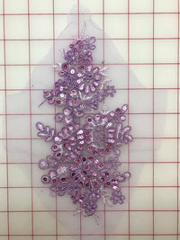 Applique - Sequined Corded Lace Motif Lilac