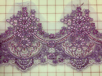 Lace Trim - Border Corded Lace Lilac with Sequins