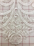 Applique - White Embroidered on Organza - Dyes Beautifully!