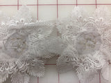 Applique - White 3D Lace Flower Motifs with Crystal Rhinestone Centers