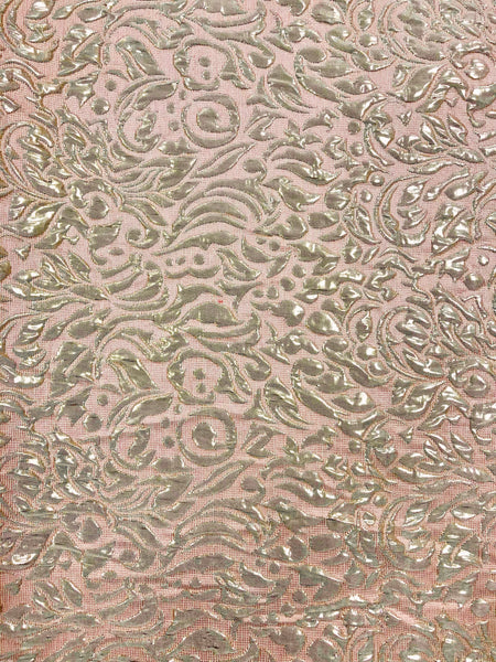 Brocade - 56-inches Wide Metallic Gold and Euro Pink