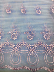 Fancy Organza - 52-inches Wide Lavender Embroidered