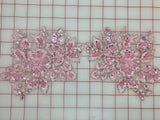 Applique - Beaded and Sequined Pale Pink and Silver-Corded Motif Pairs