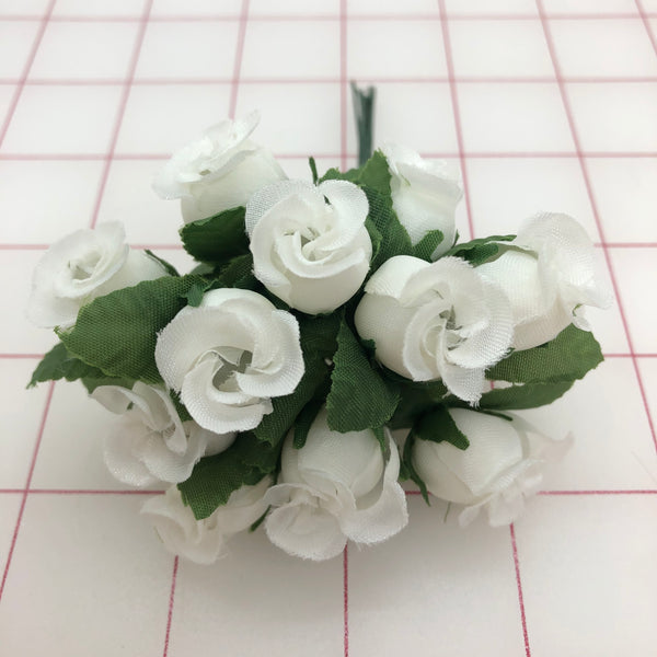 Flowers - Mini Rosebuds White 12-Pack