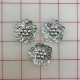Applique - Sequined Flower Iron-On Silver 3-Pack Close-Out