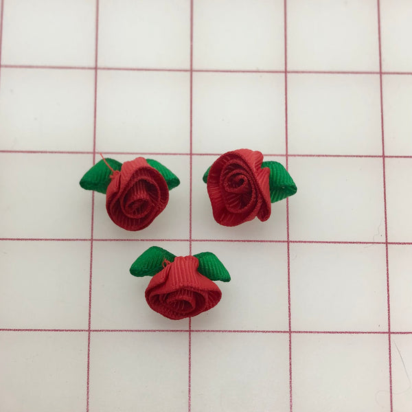 Flowers - Red Grosgrain Roses 3-Pack