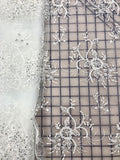 Fancy Lace - Sequined Embroidered Tulle 60-inches Wide White/Silver