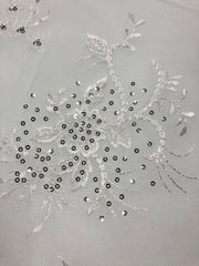 Fancy Lace - Sequined Embroidered Tulle 60-inches Wide White/Silver