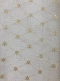Tutu Net - 54-inches Wide White with Gold Metallic All-Over Design w/ Tiny Flower Motif