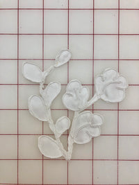 Applique - Beautiful Flower and Leaf White Corded Dyeable