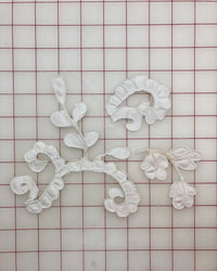 Applique - Beautiful Flower Scroll Design White Corded Dyeable 3-Piece Pack Only One Left!